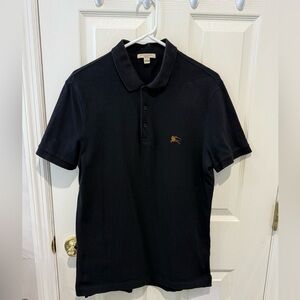 Burberry Black Polo Shirt with Gold Logo